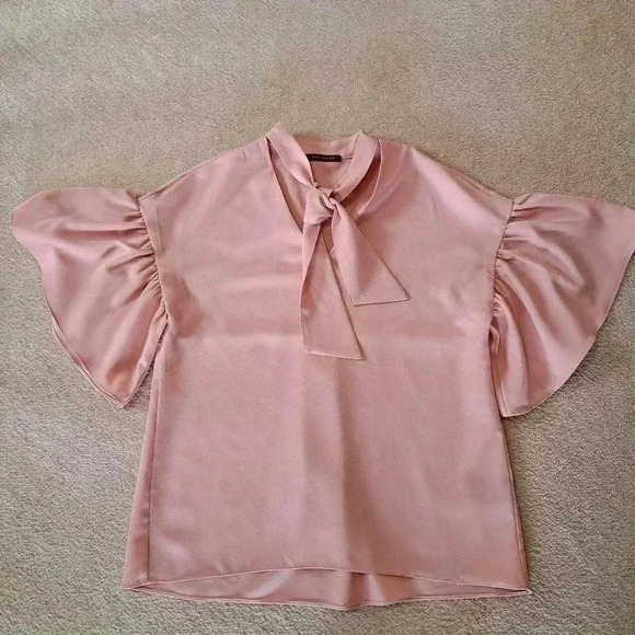 ❤️ Suzy Sheir Tie Neck Blouse Pink XS - Picture 11 of 11